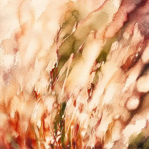 A watercolour study of grasses, loose and hand worked.